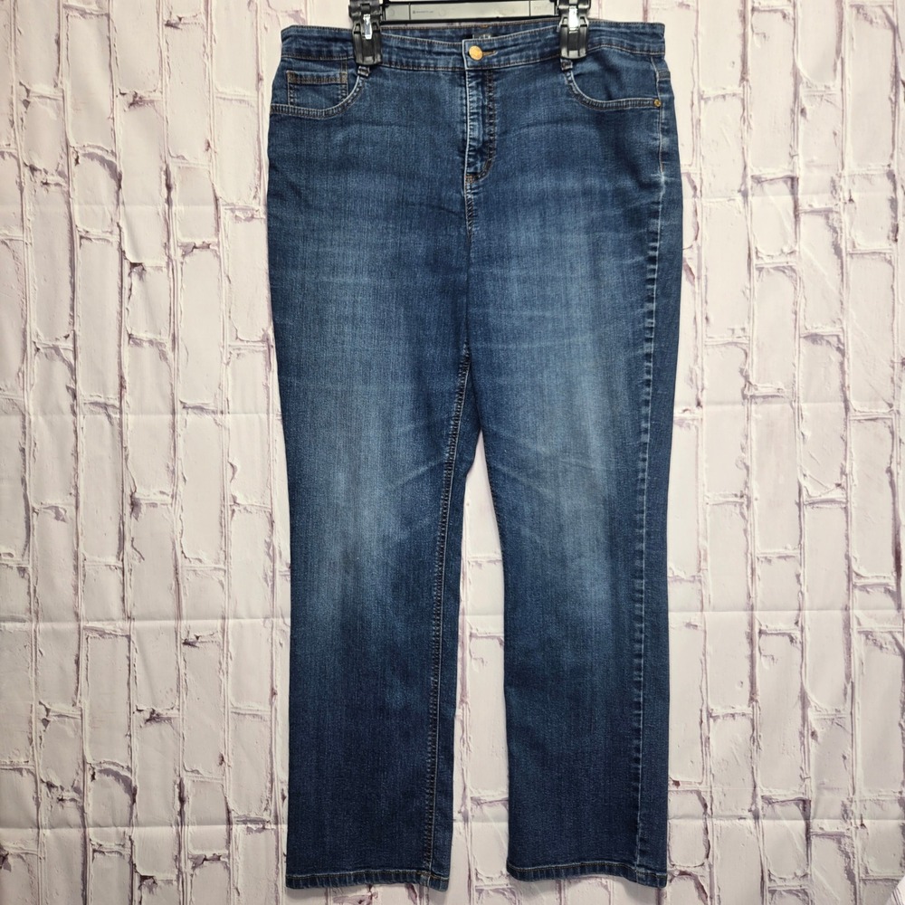 Nicole Miller Straight Leg Jeans Blue Denim Stretch Casual Women Size 16W